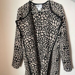 Andrea Jovine Leopard Long Cardigan Sweater Size Large